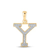 10kt Yellow Gold Womens Round Diamond Initial Y Letter Pendant 1/12 Cttw