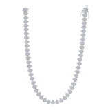 10kt White Gold Womens Round Diamond 18-inch Teardrop Link Necklace 6-1/2 Cttw