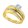 10kt Yellow Gold His Hers Round Diamond Solitaire Matching Wedding Set 1/5 Cttw