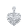 10kt White Gold Womens Round Diamond Heart Pendant 5/8 Cttw