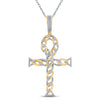 10kt Yellow Gold Mens Round Diamond Ankh Cross Charm Pendant 3/8 Cttw