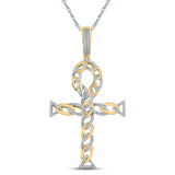 10kt Yellow Gold Mens Round Diamond Ankh Cross Charm Pendant 3/8 Cttw