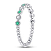 10kt White Gold Womens Round Emerald Diamond Dot Stackable Band Ring 1/6 Cttw