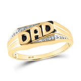 14kt Yellow Gold Mens Round Diamond Dad Father Ring .01 Cttw