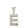 14kt Two-tone Gold Mens Round Diamond E Initial Charm Pendant 7/8 Cttw
