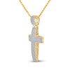 10kt Yellow Gold Mens Round Diamond Cross Charm Pendant 1/2 Cttw