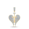 10kt Yellow Gold Womens Round Diamond Angel Cross Pendant 1 Cttw