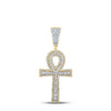 10kt Two-tone Gold Mens Round Diamond Ankh Cross Charm Pendant 7/8 Cttw