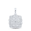 10kt White Gold Womens Round Diamond Square Pendant 1/3 Cttw