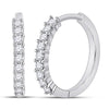 10kt White Gold Womens Round Diamond Single Row Hoop Earrings 1/4 Cttw