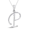 10kt White Gold Womens Round Diamond Initial P Letter Pendant 1/12 Cttw