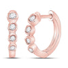 14kt Rose Gold Womens Round Diamond Fashion Hoop Earrings 1/4 Cttw