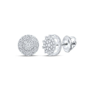10kt White Gold Round Diamond Cluster Earrings 1 Cttw