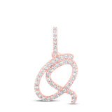 10kt Rose Gold Womens Round Diamond Q Initial Letter Pendant 1/5 Cttw