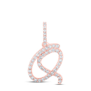 10kt Rose Gold Womens Round Diamond Q Initial Letter Pendant 1/5 Cttw