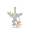 10kt Yellow Gold Mens Round Diamond Archangel Charm Pendant 1-1/5 Cttw