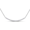 14kt White Gold Womens Round Diamond Curved Bar Necklace 1/2 Cttw