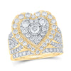 10kt Yellow Gold Round Diamond Heart Bridal Wedding Ring Band Set 2 Cttw