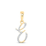10kt Yellow Gold Womens Round Diamond E Initial Letter Pendant 1/12 Cttw