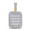 10kt Yellow Gold Mens Baguette Diamond Rectangle Charm Pendant 3/4 Cttw