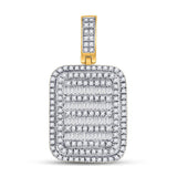 10kt Yellow Gold Mens Baguette Diamond Rectangle Charm Pendant 3/4 Cttw