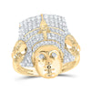 10kt Yellow Gold Mens Round Diamond Pharaoh Fashion Ring 1 Cttw
