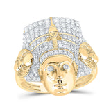 10kt Yellow Gold Mens Round Diamond Pharaoh Fashion Ring 1 Cttw