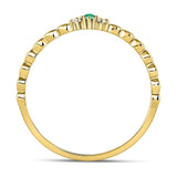 10kt Yellow Gold Womens Round Emerald Solitaire Diamond-accent Stackable Ring .03 Cttw