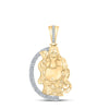 10kt Yellow Gold Mens Round Diamond Buddha Charm Pendant 1 Cttw