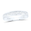 14kt White Gold Womens Round Diamond Single Channel Band Ring 1/2 Cttw