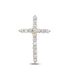 14kt Yellow Gold Womens Round Diamond Cross Pendant 1/2 Cttw