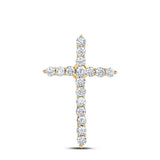 14kt Yellow Gold Womens Round Diamond Cross Pendant 1/2 Cttw