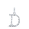 10kt White Gold Womens Round Diamond D Initial Letter Pendant 1/8 Cttw