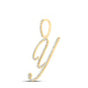 10kt Yellow Gold Womens Round Diamond Y Initial Letter Pendant 1/2 Cttw