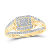 10kt Yellow Gold Womens Round Diamond Square Ring 1/4 Cttw