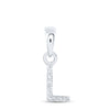 10kt White Gold Womens Round Diamond L Initial Letter Pendant .02 Cttw