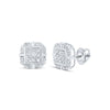 10kt White Gold Womens Round Diamond Square Earrings 1/6 Cttw