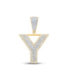 14kt Two-tone Gold Mens Round Diamond Y Initial Letter Charm Pendant 5/8 Cttw