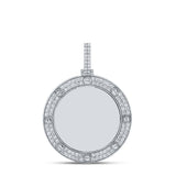 10kt White Gold Mens Round Diamond Circle Memory Charm Pendant 2 Cttw