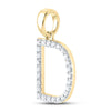 10kt Yellow Gold Womens Round Diamond D Initial Letter Pendant 1/5 Cttw