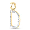 14kt Yellow Gold Womens Round Diamond D Initial Letter Pendant 1/4 Cttw