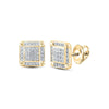 10kt Yellow Gold Round Diamond Square Earrings 1/5 Cttw