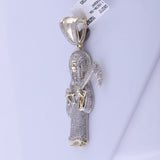 10kt Yellow Gold Mens Round Diamond Grim Reaper Charm Pendant 1-1/5 Cttw