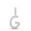 14kt Yellow Gold Mens Baguette Diamond G Initial Letter Charm Pendant 3/4 Cttw