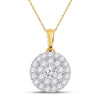 10kt Yellow Gold Womens Round Diamond Cluster Pendant 1/4 Cttw