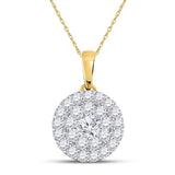 10kt Yellow Gold Womens Round Diamond Cluster Pendant 1/4 Cttw