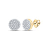 Yellow-tone Sterling Silver Womens Round Diamond Cluster Earrings 3/8 Cttw