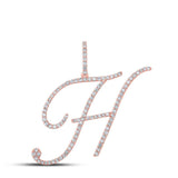 10kt Rose Gold Womens Round Diamond H Initial Letter Pendant 5/8 Cttw