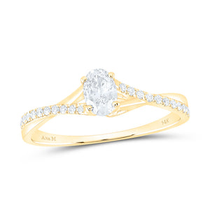 14kt Yellow Gold Oval Diamond Solitaire Bridal Wedding Engagement Ring 3/8 Cttw