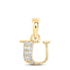 10kt Yellow Gold Womens Round Diamond U Initial Letter Pendant 1/20 Cttw